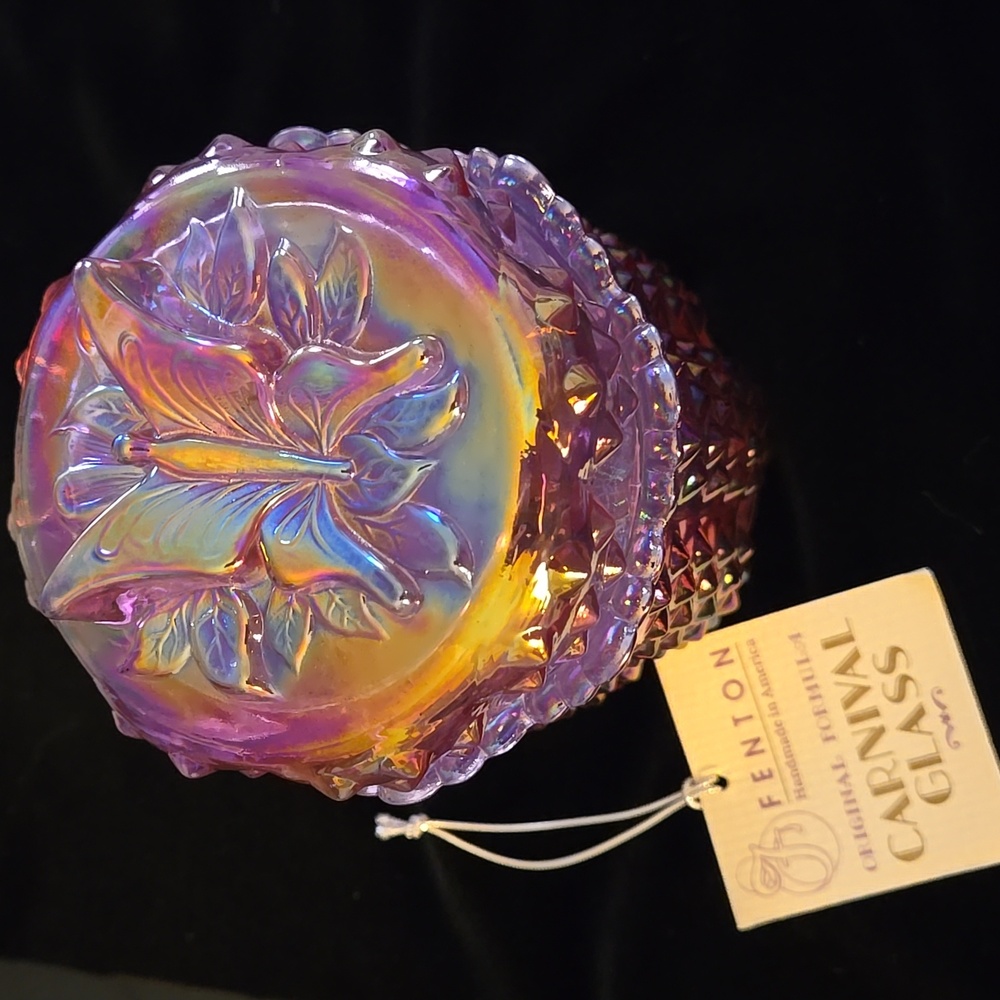 Fenton Carnival Glass Candy Jar